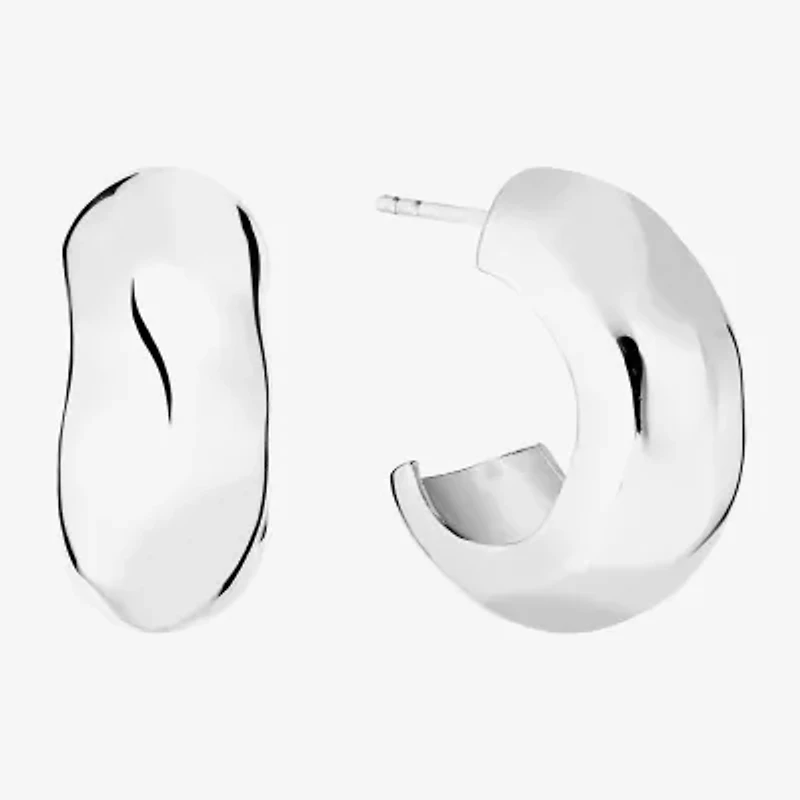 Womens Sterling Silver 23.3mm Hoop Earrings