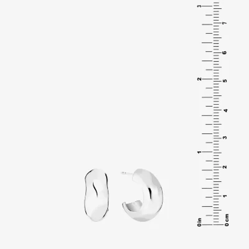 Womens Sterling Silver 23.3mm Hoop Earrings