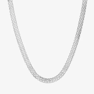 Athra Sterling Silver 18 Inch Solid Bismark Chain Necklace
