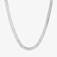 Athra Sterling Silver 18 Inch Solid Bismark Chain Necklace