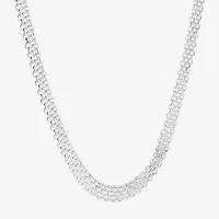 Athra Sterling Silver 18 Inch Solid Bismark Chain Necklace