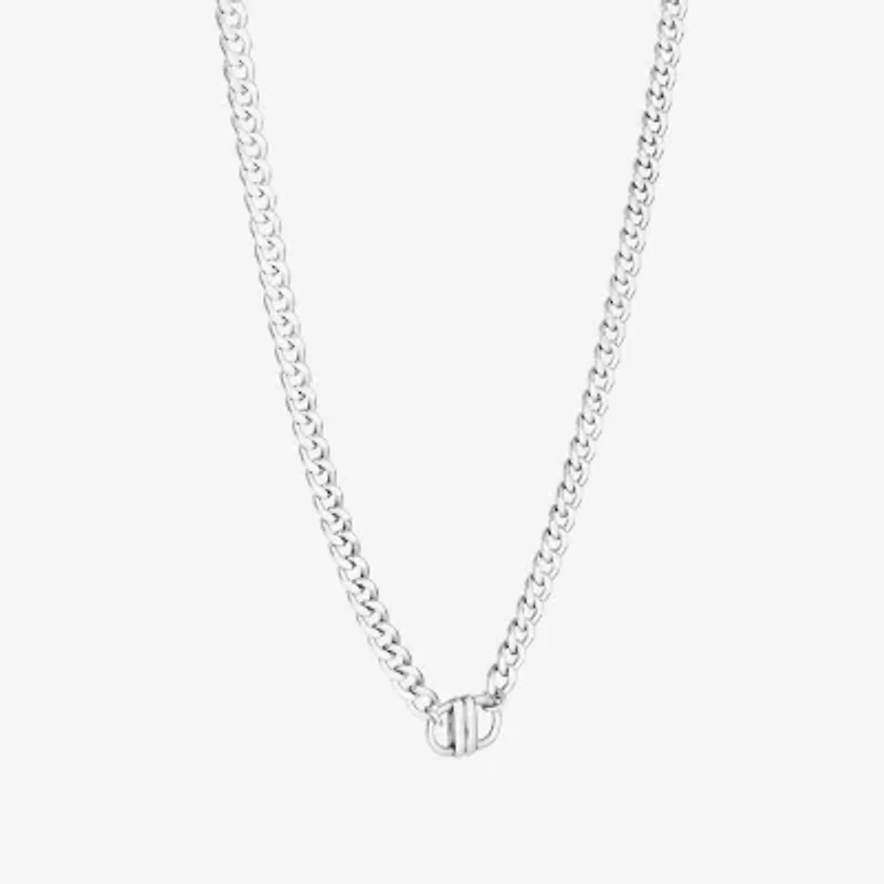 Womens Sterling Silver 18 Inch Curb Chain Necklace