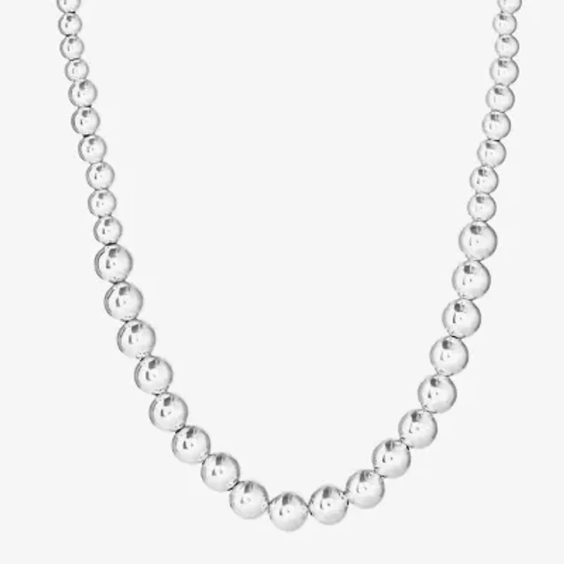 Womens Sterling Silver 18 Inch Beaded Necklace