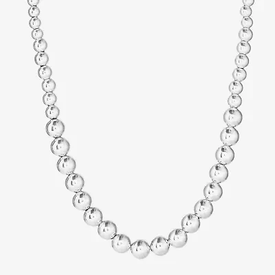 Womens Sterling Silver 18 Inch Beaded Necklace