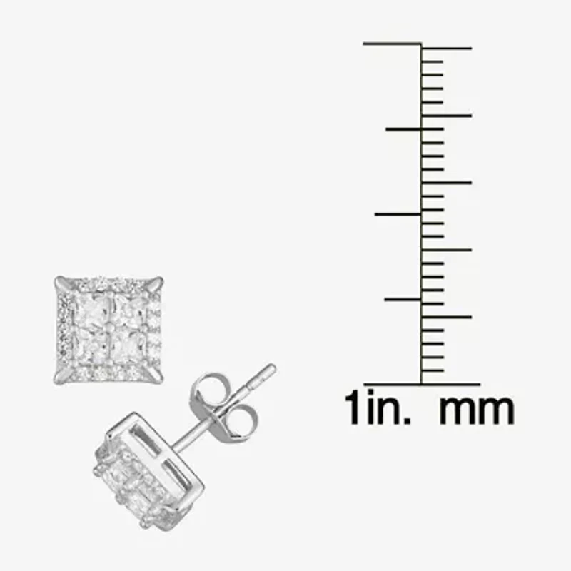 1/2 CT. Cubic Zirconia Sterling Silver 8.1mm Stud Earrings