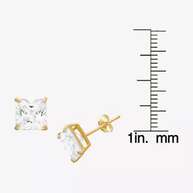 DiamonArt® 1 1/2 CT. T.W. White Cubic Zirconia 10K Gold Over Silver Square Stud Earrings