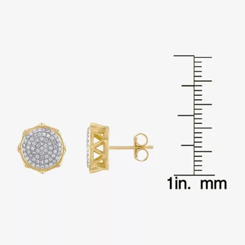 1/2 CT. Cubic Zirconia 14K Two Tone Gold Over Silver 12mm Stud Earrings