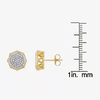 1/2 CT. Cubic Zirconia 14K Two Tone Gold Over Silver 12mm Stud Earrings