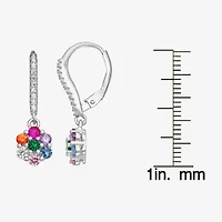 Womens 2 CT. Multi Color Cubic Zirconia Sterling Silver Drop Earrings