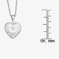 Womens White Cubic Zirconia Sterling Silver 15 Inch Locket Necklace