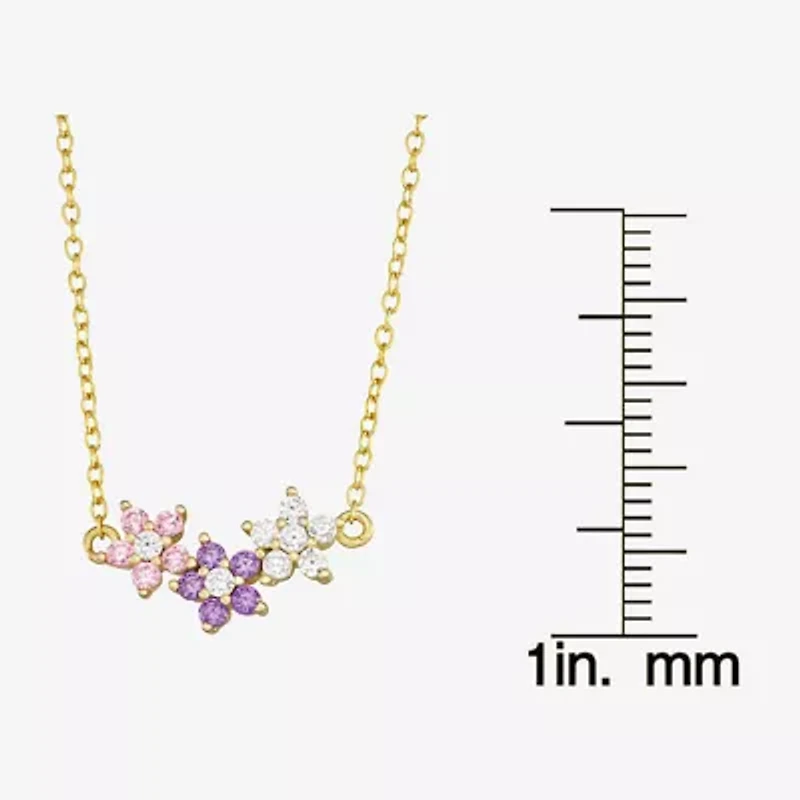 Girls 1/2 CT. Multi Color Cubic Zirconia 14K Gold Over Silver Flower 15 Inch Pendant Necklace