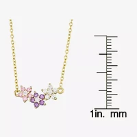 Girls 1/2 CT. Multi Color Cubic Zirconia 14K Gold Over Silver Flower 15 Inch Pendant Necklace