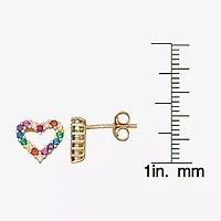 3/4 CT. Multi Color Cubic Zirconia 14K Gold Over Silver 9mm Stud Earrings