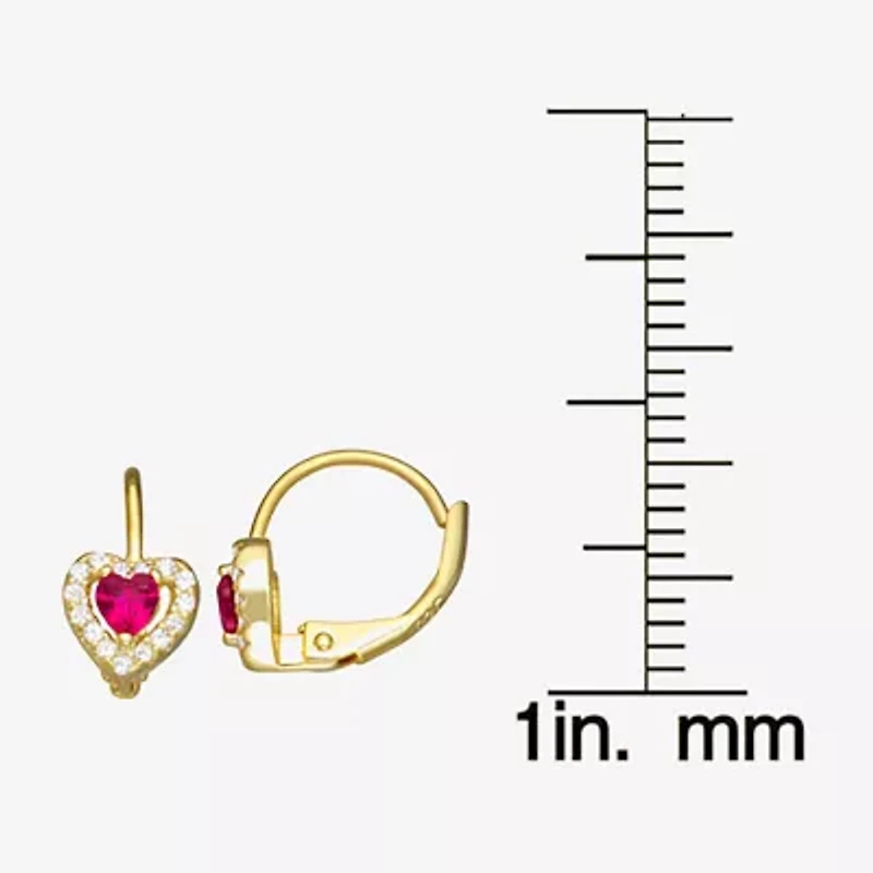 Girls 1/2 CT. Red Cubic Zirconia 14K Gold Over Silver 7mm Hoop Earrings