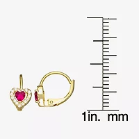 Girls 1/2 CT. Red Cubic Zirconia 14K Gold Over Silver 7mm Hoop Earrings