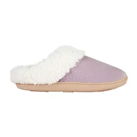 Isotoner Quilted Chevron Velour Hoodback Womens Memory Foam Clog Slippers