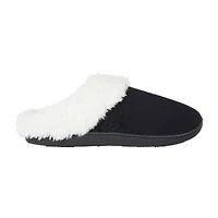 Isotoner Quilted Chevron Velour Hoodback Womens Memory Foam Clog Slippers