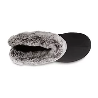 Isotoner Recycled Microsuede And Fur Womens Memory Foam Bootie Slippers