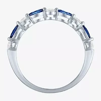 Modern Bride Gemstone (G-H/Si2-I1) Womens 1/4 CT. T.W. Lab Grown Blue Sapphire 10K Gold Wedding Band