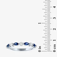 Modern Bride Gemstone (G-H/Si2-I1) Womens 1/4 CT. T.W. Lab Grown Blue Sapphire 10K Gold Wedding Band