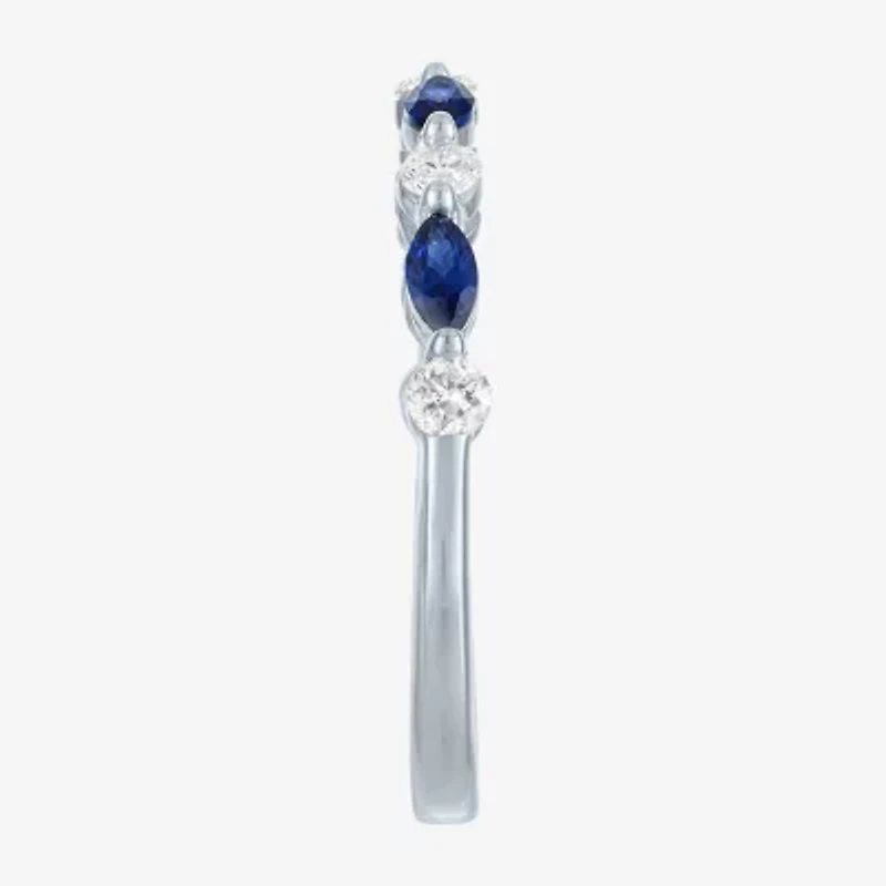 Modern Bride Gemstone (G-H/Si2-I1) Womens 1/4 CT. T.W. Lab Grown Blue Sapphire 10K Gold Wedding Band