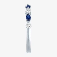 Modern Bride Gemstone (G-H/Si2-I1) Womens 1/4 CT. T.W. Lab Grown Blue Sapphire 10K Gold Wedding Band