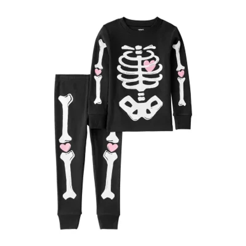 Carter's Halloween Toddler Girls Rib Round Neck Long Sleeve 2-pc. Pajama Sets
