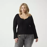 JS Jessica Simpson Plus Womens Round Neck Long Sleeve Pullover Sweater