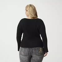 JS Jessica Simpson Plus Womens Round Neck Long Sleeve Pullover Sweater
