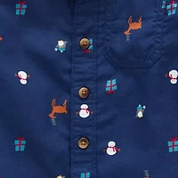 Okie Dokie Toddler & Little Boys Long Sleeve Cuffed Sleeve Regular Fit Button-Down Shirt