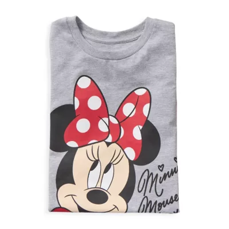 Disney Collection Little & Big Kid Girls Crew Neck Short Sleeve Regular Fit Minnie Mouse Graphic T-Shirt