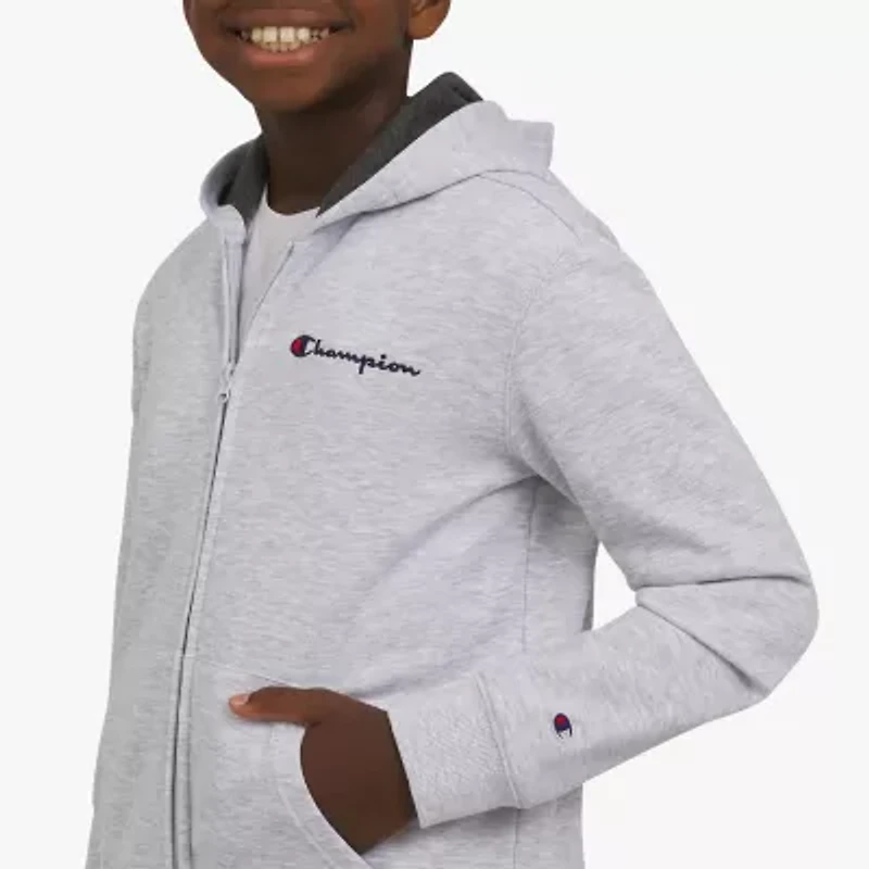 Champion Big Kid Boys Long Sleeve Embroidered Fleece Zipper Active Hoodie