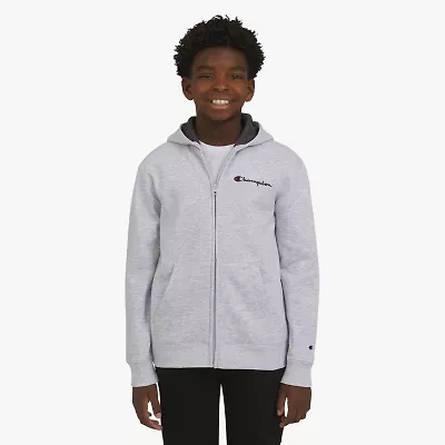 Champion Big Kid Boys Long Sleeve Embroidered Fleece Zipper Hoodie