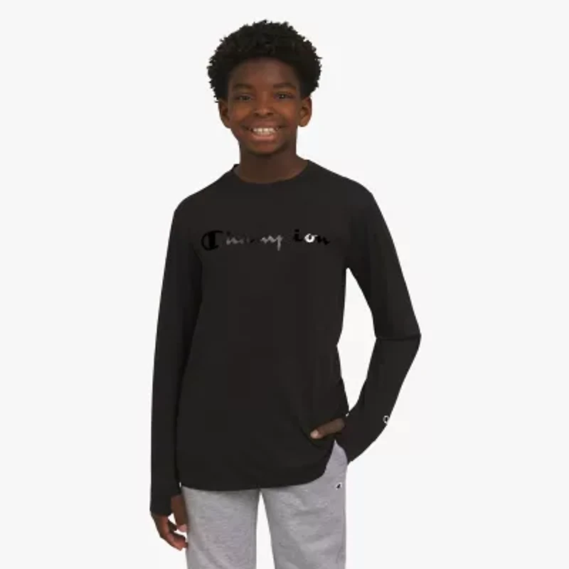 Champion Big Kid Boys Crew Neck Long Sleeve Regular Fit Graphic T-Shirt