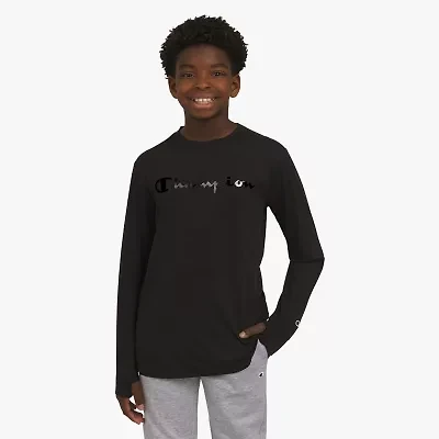 Champion Big Kid Boys Crew Neck Long Sleeve Regular Fit Graphic T-Shirt