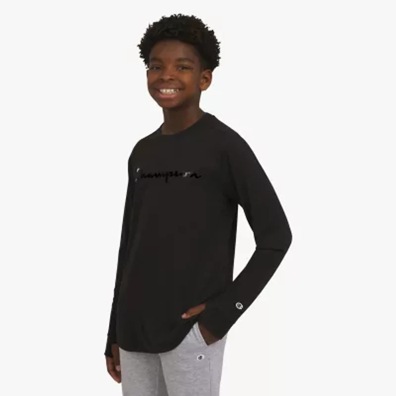 Champion Big Kid Boys Crew Neck Long Sleeve Regular Fit Graphic T-Shirt
