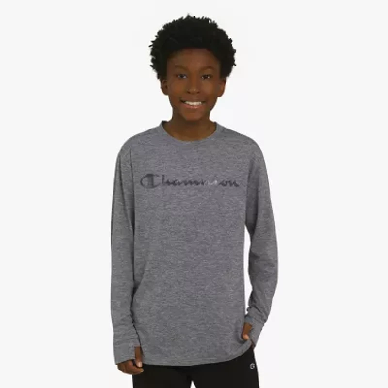 Champion Big Kid Boys Crew Neck Long Sleeve Regular Fit Graphic T-Shirt