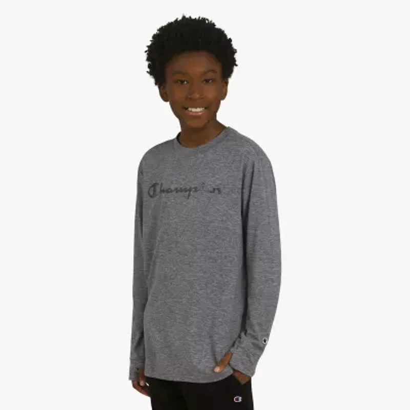 Champion Big Kid Boys Crew Neck Long Sleeve Regular Fit Graphic T-Shirt