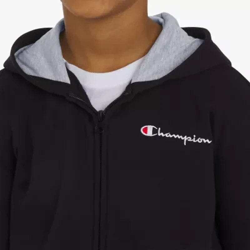 Champion Big Kid Boys Long Sleeve Embroidered Fleece Zipper Active Hoodie