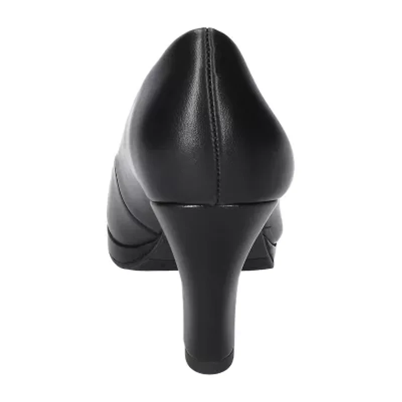 Easy Street Equinox Womens Round Stiletto Heel Pumps Wide Width