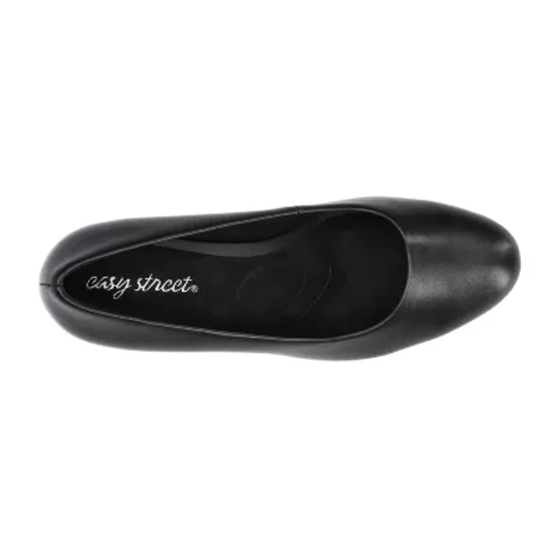 Easy Street Equinox Womens Round Stiletto Heel Pumps Wide Width