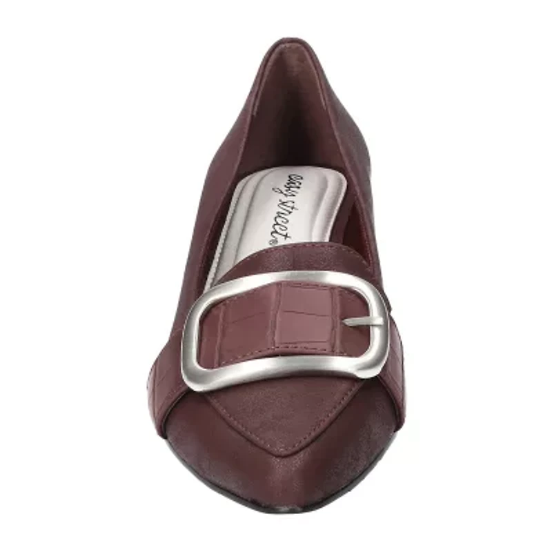 Easy Street Aster Womens Pointed Closed Toe Block Heel Pumps