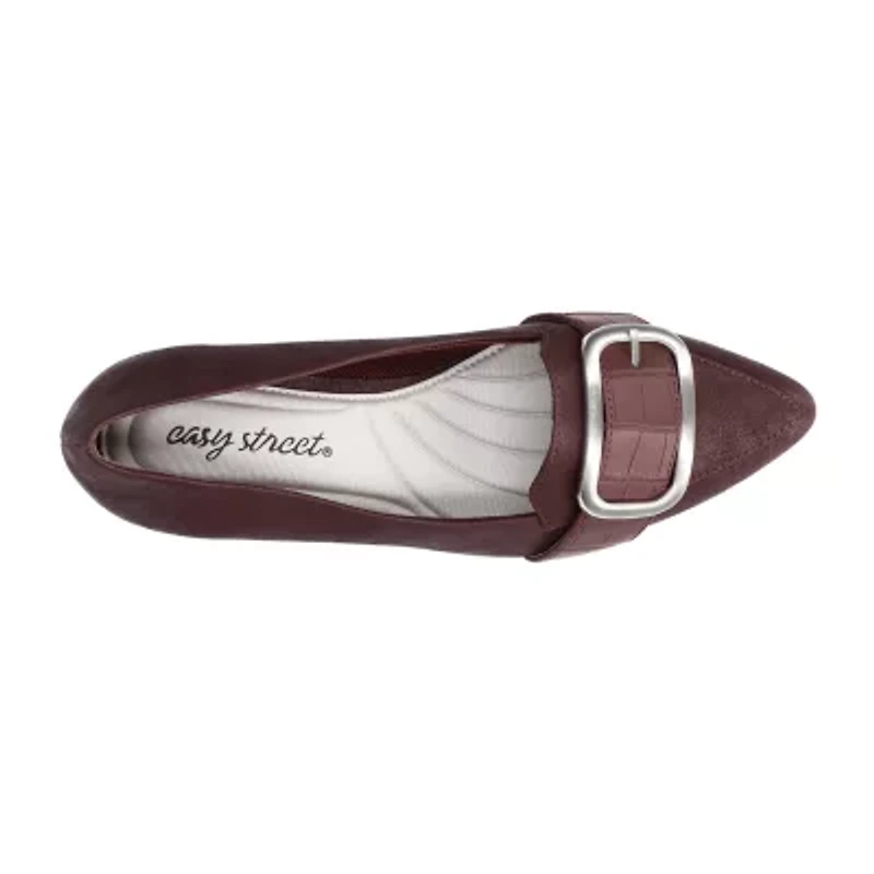 Easy Street Aster Womens Pointed Closed Toe Block Heel Pumps