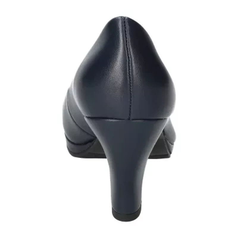 Easy Street Equinox Womens Round Stiletto Heel Pumps Narrow Width