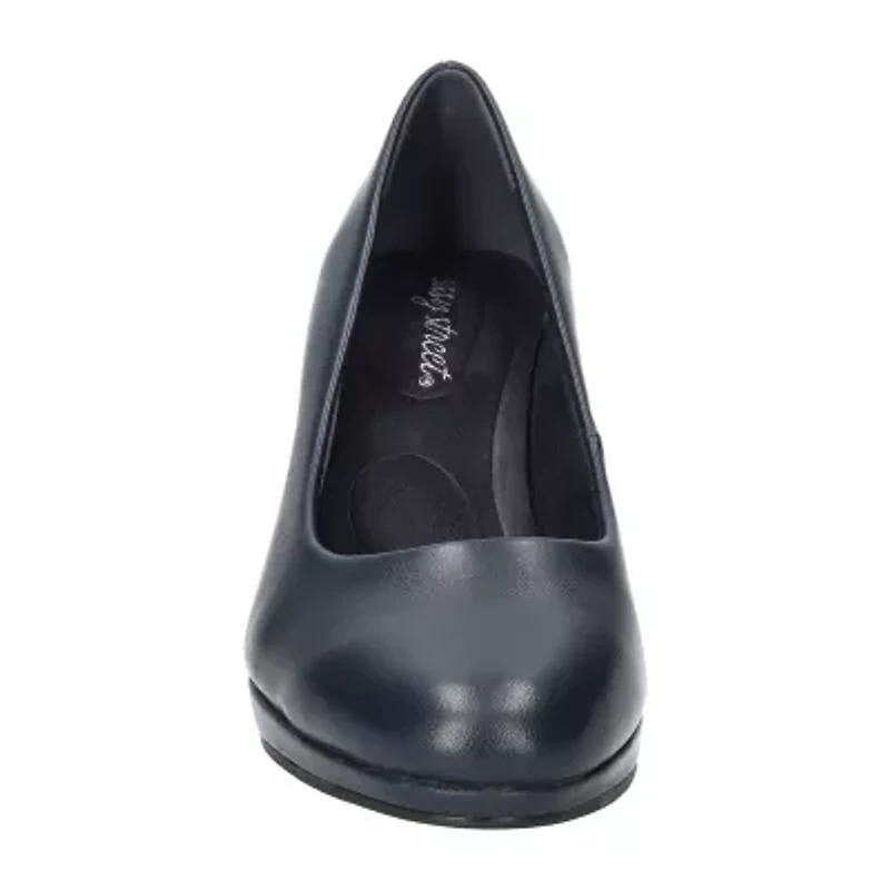 Easy Street Equinox Womens Round Stiletto Heel Pumps Narrow Width