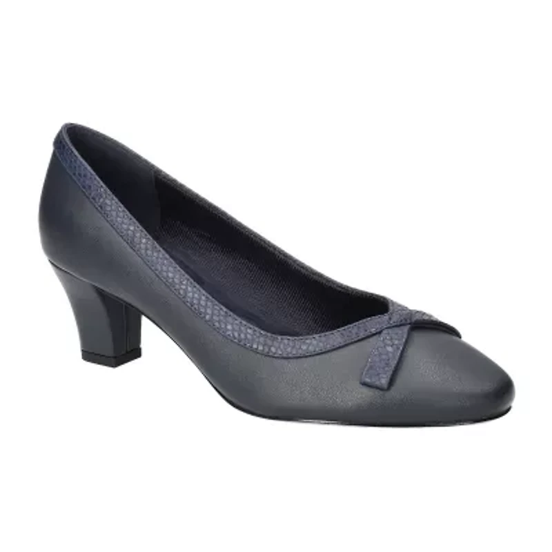 Easy Street Kata Womens Round Stiletto Heel Pumps Narrow Width