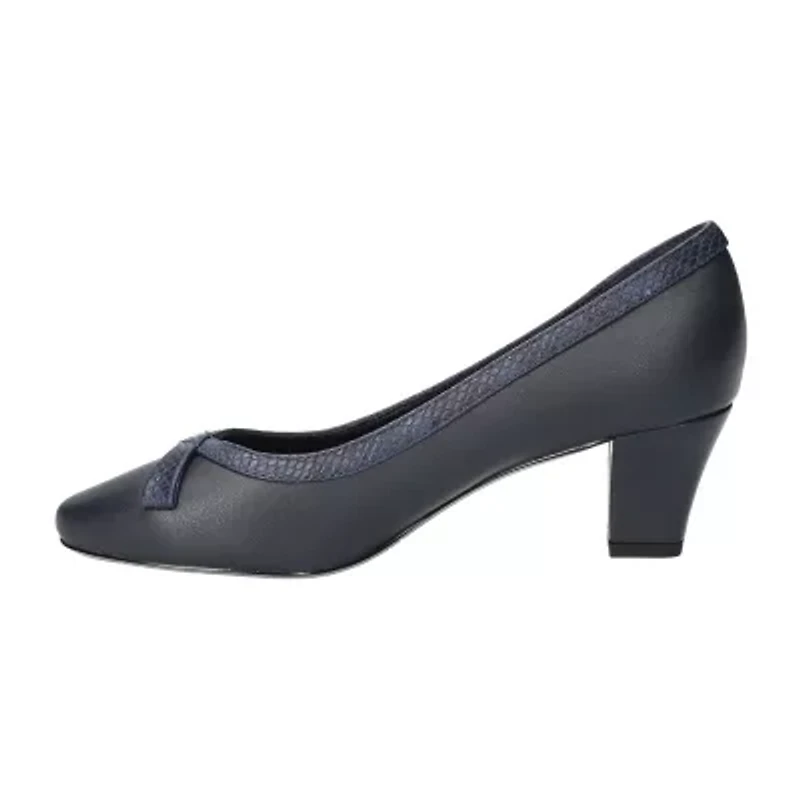 Easy Street Kata Womens Round Stiletto Heel Pumps Narrow Width