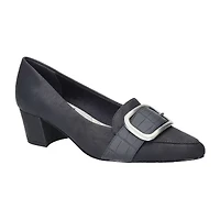 Easy Street Aster Womens Pointed Closed Toe Block Heel Pumps