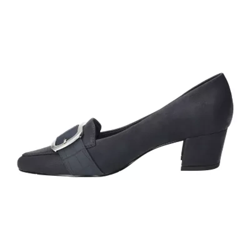 Easy Street Aster Womens Pointed Closed Toe Block Heel Pumps