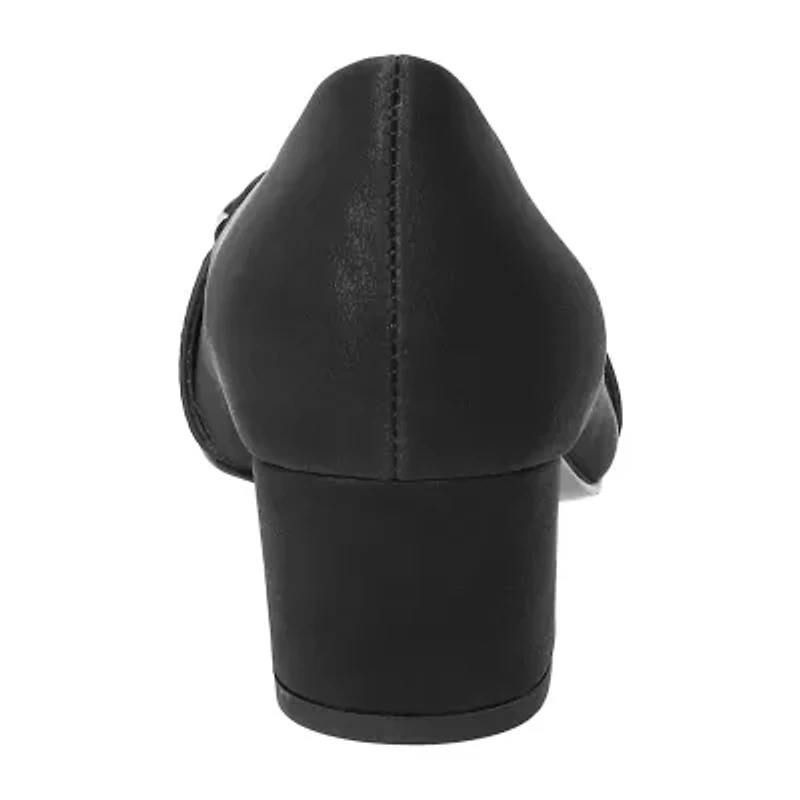 Easy Street Aster Womens Pointed Closed Toe Block Heel Pumps